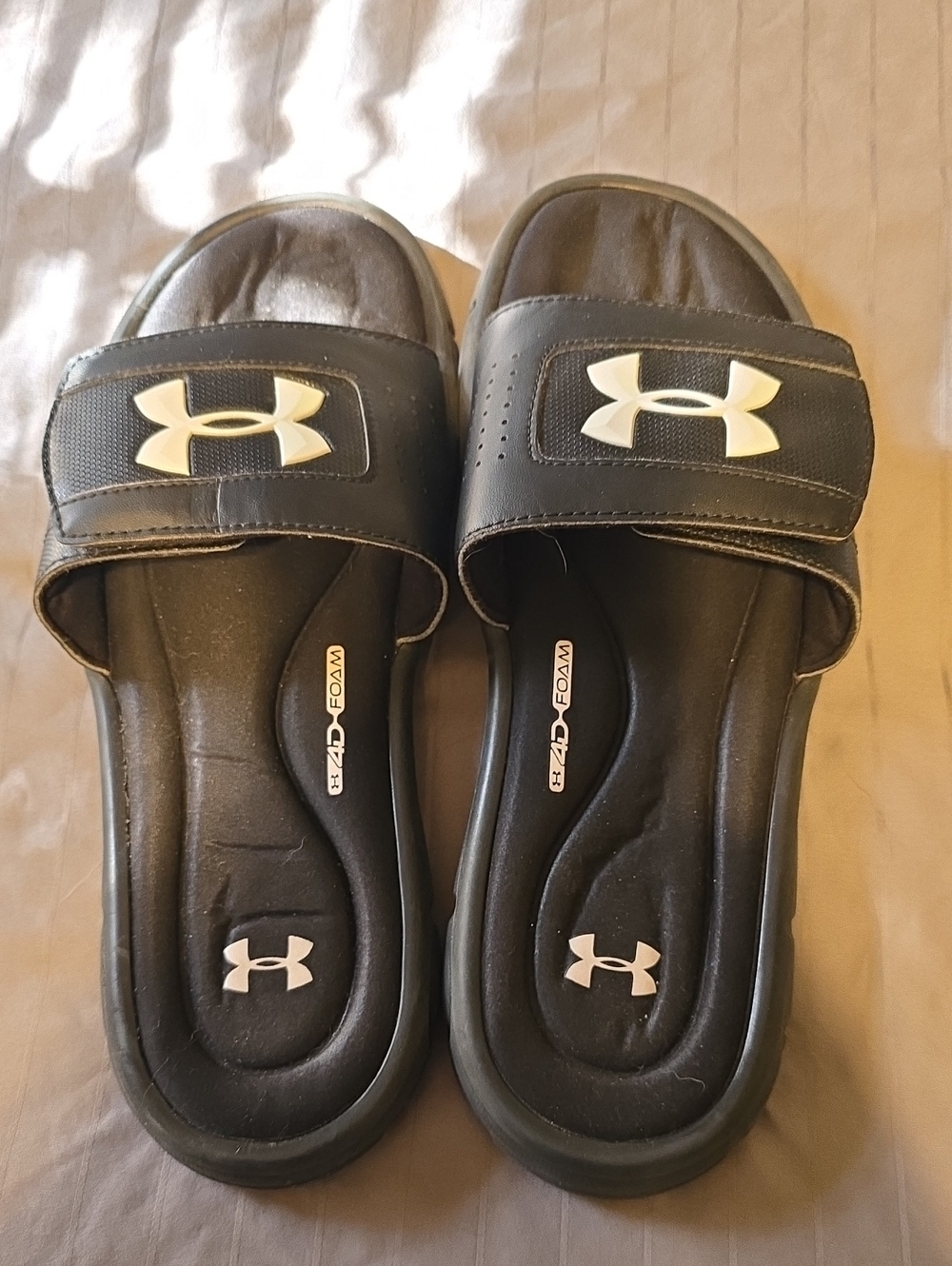 Under Armour Black Womens Slide Sandals with White Logo